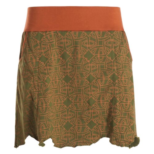 Vishes Damen Mini-Rock Baumwolle geometrisch elastischer Bund mit Taschen olive 40