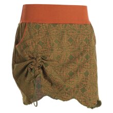 Vishes Damen Mini-Rock Baumwolle geometrisch elastischer Bund mit Taschen olive 40