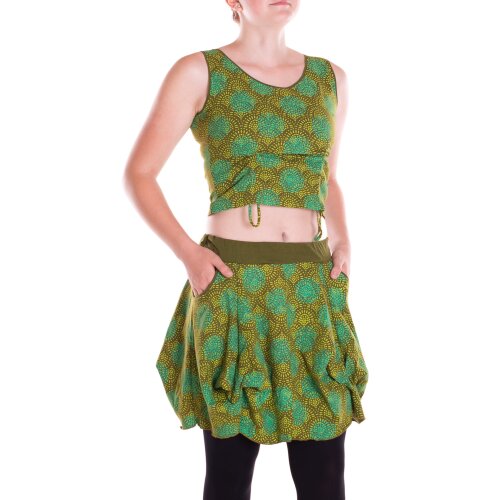 Vishes Damen Set Crop Top und Ballonrock Mandala Print Ethno