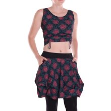 vishes Rock Oberteil Kombination schwarz-türkis 42