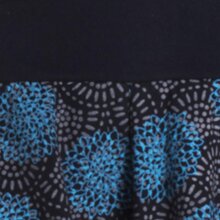 Vishes - Damen Ballon-Rock Knielang Pump-Rock Baumwolle Blüten-Muster schwarz-grau 38