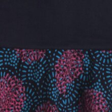 Vishes - Damen Ballon-Rock Knielang Pump-Rock Baumwolle Blüten-Muster schwarz-türkis 36