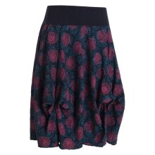 Vishes - Damen Ballon-Rock Knielang Pump-Rock Baumwolle Blüten-Muster schwarz-türkis 36