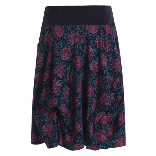 Vishes - Damen Ballon-Rock Knielang Pump-Rock Baumwolle Blüten-Muster schwarz-türkis 40