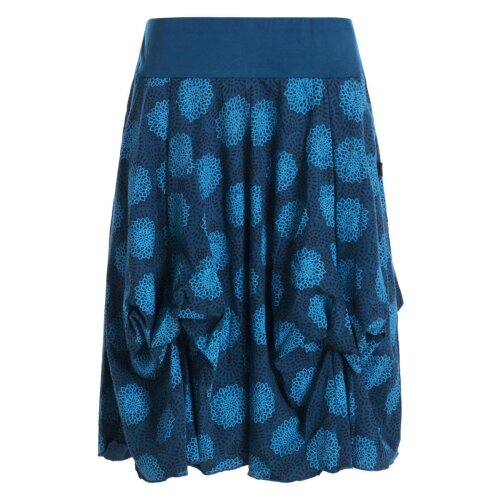 Vishes - Damen Ballon-Rock Knielang Pump-Rock Baumwolle Blüten-Muster türkis 36