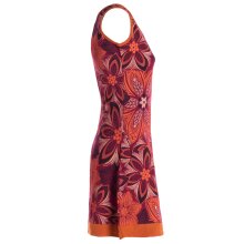 Vishes Damen Mini-Kleid Baumwolle Blumen-Muster A-Linie Rundhalsausschnitt dunkelrot 36