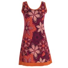Vishes Damen Mini-Kleid Baumwolle Blumen-Muster A-Linie...