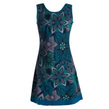 Vishes Damen Mini-Kleid Baumwolle Blumen-Muster A-Linie Rundhalsausschnitt schwarz 40