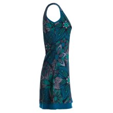 Vishes Damen Mini-Kleid Baumwolle Blumen-Muster A-Linie Rundhalsausschnitt schwarz 40