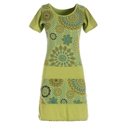 Vishes - Kurzarm Damen Sommerkleid Mini-Kleid Tunika-Kleid T-Shirtkleid hellgrün 42