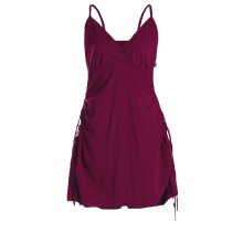 Vishes - Damen Sommer-Kleider Bio-Baumwolle Spaghettiträger-Kleid dunkelrot 38-40