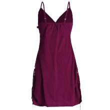 Vishes - Damen Sommer-Kleider Bio-Baumwolle Spaghettiträger-Kleid dunkelrot 38-40
