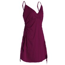 Vishes - Damen Sommer-Kleider Bio-Baumwolle Spaghettiträger-Kleid dunkelrot 38-40