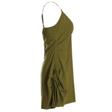 Vishes - Damen Sommer-Kleider Bio-Baumwolle Spaghettiträger-Kleid olive 36-38