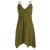 Vishes - Damen Sommer-Kleider Bio-Baumwolle Spaghettiträger-Kleid olive 42-44