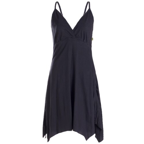 Vishes - Damen Sommer-Kleider Bio-Baumwolle Spaghettiträger-Kleid schwarz 38-40