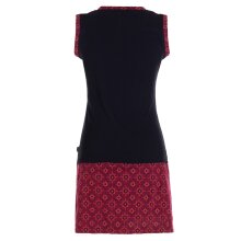 Vishes - Damen Sommerkleid Armlos Sternchen-Kleid Tunika-Kleid T-Shirtkleid schwarz-dunkelrot 44