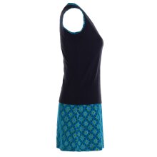 Vishes - Damen Sommerkleid Armlos Sternchen-Kleid Tunika-Kleid T-Shirtkleid schwarz-türkis 44