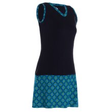 Vishes - Damen Sommerkleid Armlos Sternchen-Kleid Tunika-Kleid T-Shirtkleid schwarz-türkis 44