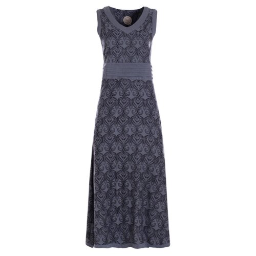 Vishes Langes Maxikleid Jersey Baumwolle Ornament Print Ärmellos grau 42
