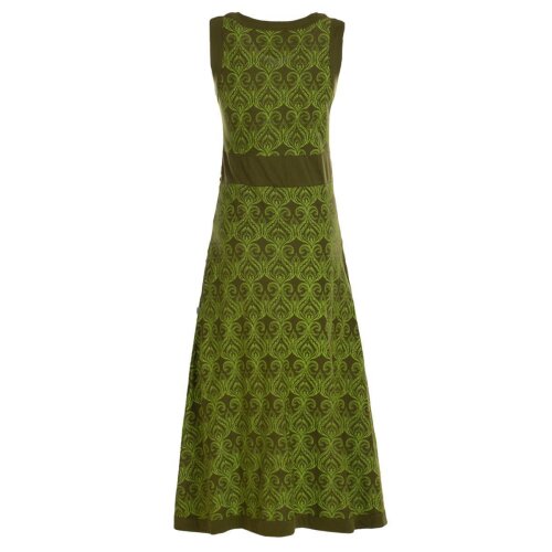 Vishes Langes Maxikleid Jersey Baumwolle Ornament Print Ärmellos olive 38