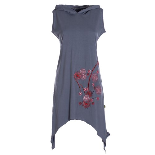 Vishes - Armloses Damen Zipfel-Tunika Elfen-Kleid Zipfelkapuze Zipfelkleid  grau 42