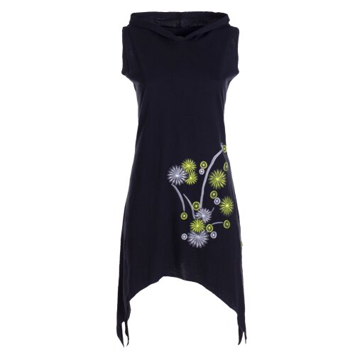 Vishes - Armloses Damen Zipfel-Tunika Elfen-Kleid Zipfelkapuze Zipfelkleid  schwarz 48