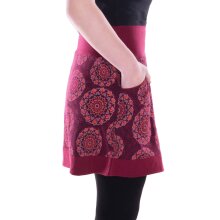 Vishes Damen Mini-Rock Baumwolle Mandala-Muster elastischer Bund mit Taschen dunkelrot 38