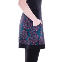 Vishes Damen Mini-Rock Baumwolle Mandala-Muster elastischer Bund mit Taschen schwarz 44