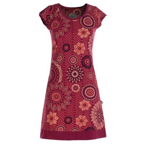 Vishes - Alternative Bekleidung - kurzarm Damen Sommer-Kleid Longshirt-Kleid Mini-Kleid Tunika-Kleid dunkelrot 36