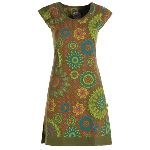 Vishes - Alternative Bekleidung - kurzarm Damen Sommer-Kleid Longshirt-Kleid Mini-Kleid Tunika-Kleid olive 40