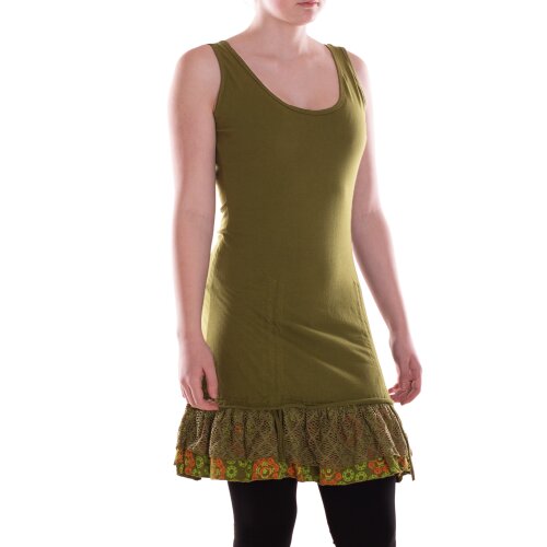 Vishes Sommerkleid Damen Trägerkleid Spitze Volant Raffung Verstellbar