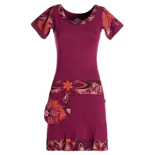 Vishes - Alternative Bekleidung - Damen Sommerkleid Kurzarm Mini-Kleid Tunika-Kleid T-Shirtkleid dunkelrot 34