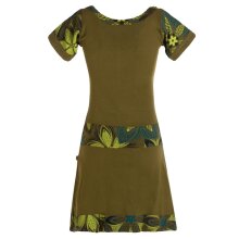 Vishes - Alternative Bekleidung - Damen Sommerkleid Kurzarm Mini-Kleid Tunika-Kleid T-Shirtkleid olive 36