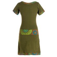 Vishes - Damen Sommerkleid Kurzarm Jersey-Kleid Tunika-Kleid T-Shirtkleid olive 34-36