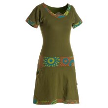 Vishes - Damen Sommerkleid Kurzarm Jersey-Kleid Tunika-Kleid T-Shirtkleid olive 34-36