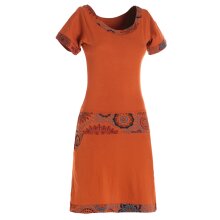 Vishes - Damen Sommerkleid Kurzarm Jersey-Kleid Tunika-Kleid T-Shirtkleid orange 34-36