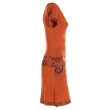 Vishes - Damen Sommerkleid Kurzarm Jersey-Kleid Tunika-Kleid T-Shirtkleid orange 40