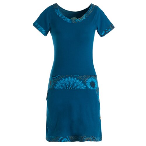 Vishes - Damen Sommerkleid Kurzarm Jersey-Kleid Tunika-Kleid T-Shirtkleid türkis 42