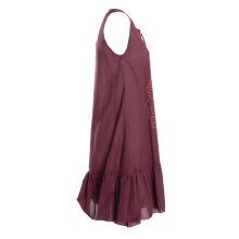 Vishes Damen Hängerkleid Baumwolle Blumen-Muster Lagenlook-Design mit Schnüren und Holzperlen braun 42