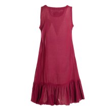 Vishes Damen Hängerkleid Baumwolle Blumen-Muster Lagenlook-Design mit Schnüren und Holzperlen dunkelrot 38-40