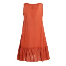 Vishes Damen Hängerkleid Baumwolle Blumen-Muster Lagenlook-Design mit Schnüren und Holzperlen orange 42