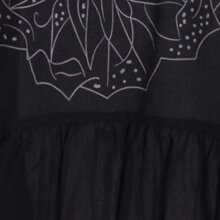 Vishes Damen Hängerkleid Baumwolle Blumen-Muster Lagenlook-Design mit Schnüren und Holzperlen schwarz 38-40