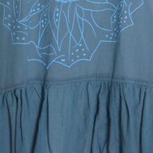 Vishes Damen Hängerkleid Baumwolle Blumen-Muster Lagenlook-Design mit Schnüren und Holzperlen türkis 38-40