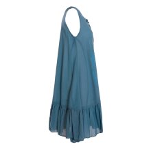 Vishes Damen Hängerkleid Baumwolle Blumen-Muster Lagenlook-Design mit Schnüren und Holzperlen türkis 38-40