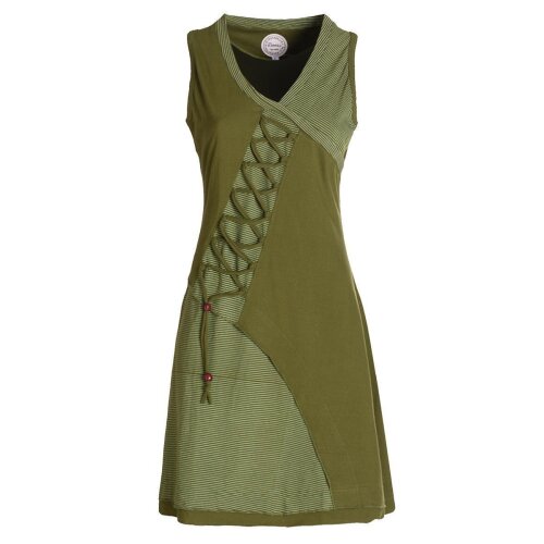Vishes - Asymmetrisches Damen Sommer Kleid Baumwoll-Keid Shirt-Kleider olive 40