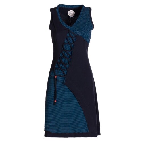 Vishes - Asymmetrisches Damen Sommer Kleid Baumwoll-Keid Shirt-Kleider schwarz 34