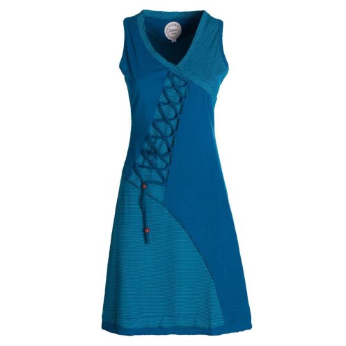 Vishes - Asymmetrisches Damen Sommer Kleid Baumwoll-Keid Shirt-Kleider türkis 36