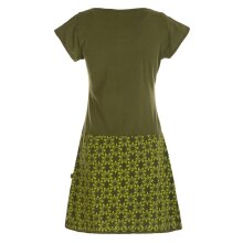 Vishes - Damen Sommerkleid Kurzarm Blumen-Kleid Tunika-Kleid T-Shirtkleid olive 42