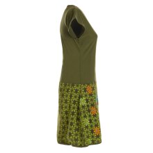 Vishes - Damen Sommerkleid Kurzarm Blumen-Kleid Tunika-Kleid T-Shirtkleid olive 42